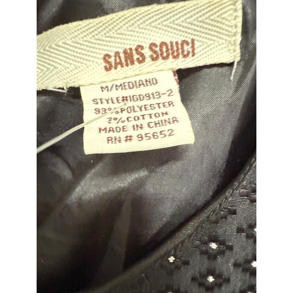 Sans Souci Fit & Flare Dress Womens Black Polka Dot Casual Sleeveless Size M - Picture 5 of 7